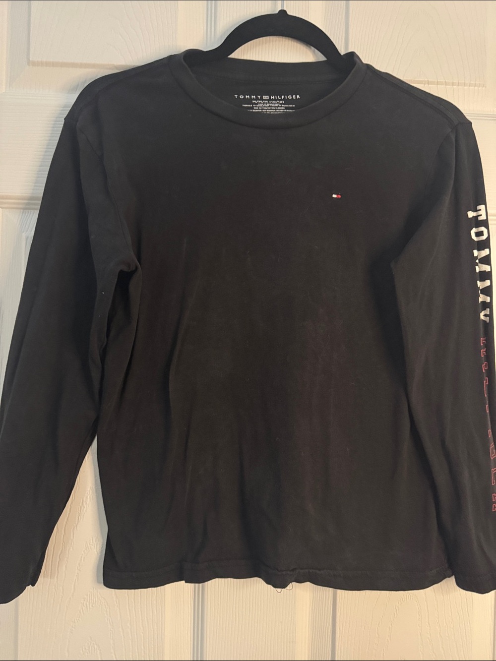 Tommy Hilfiger Black Long Sleeve Crew with Sleeve Branding